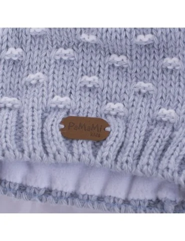 PaMaMi Mädchen Mütze Kinder Girl Kids hellblau weiß Muster 17209
