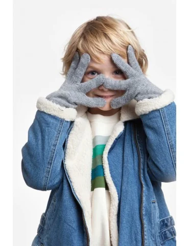 PaMaMi Kinder Fingerhandschuhe Handschuhe anthrazit grau meliert 18227