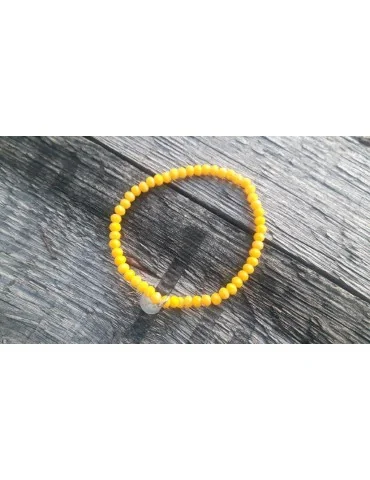 Armband Kristallarmband Perlen gelb klein Matt Glitzer Schimmer elastisch