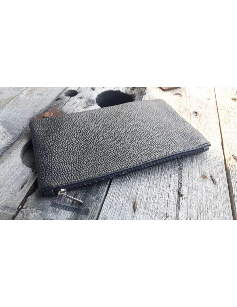 Kosmetiktasche Portemonnaie Geld Tasche Bag in Bag schwarz Echtes Leder