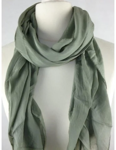 Schal Tuch Loop Made in Italy Seide Baumwolle oliv khaki uni S 30