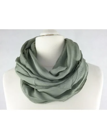 Schal Tuch Loop Made in Italy Seide Baumwolle oliv khaki uni S 30