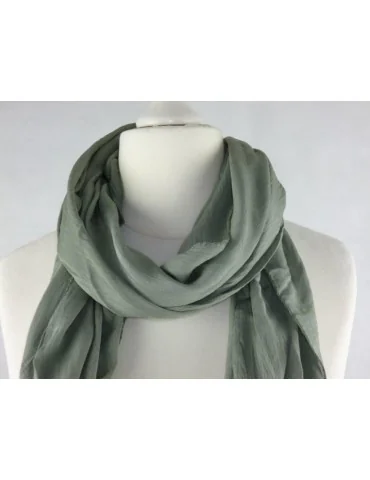 Schal Tuch Loop Made in Italy Seide Baumwolle oliv khaki uni S 30