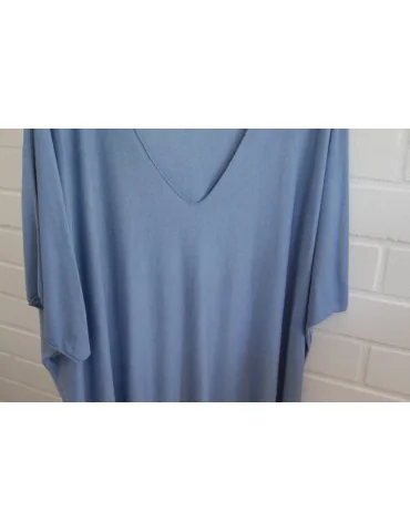 Damen Basic Shirt kurzarm jeansblau blau matt uni  mit Viskose Onesize ca. 38 - 46