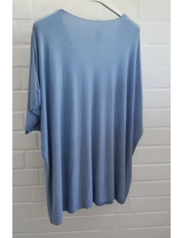 Damen Basic Shirt kurzarm jeansblau blau matt uni  mit Viskose Onesize ca. 38 - 46