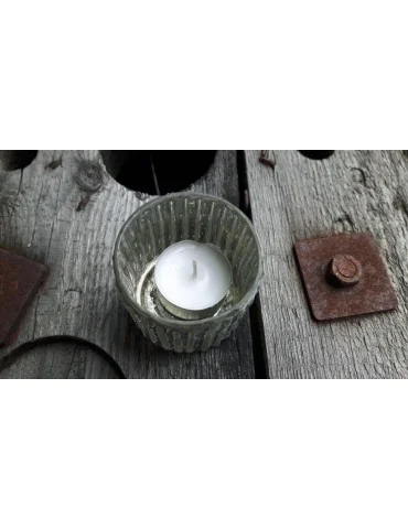 Teelicht Teelichtglas Kerze Glas Gold schwarz angelaufen Rillen