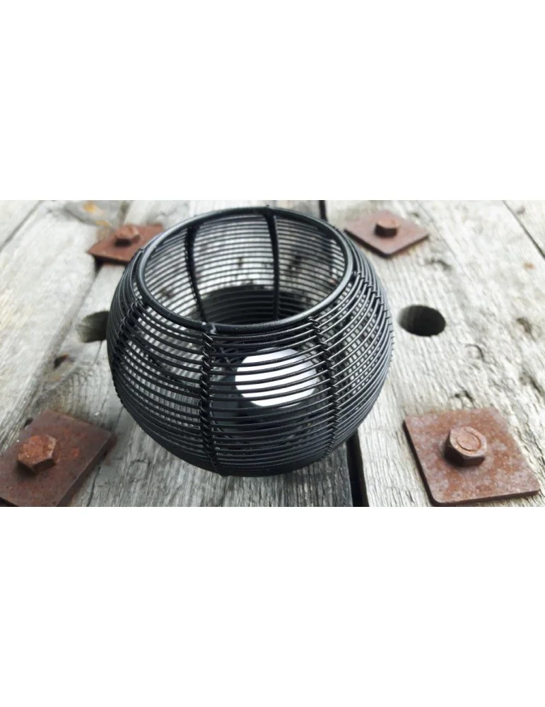 Teelicht Kerze Metall schwarz black Rund