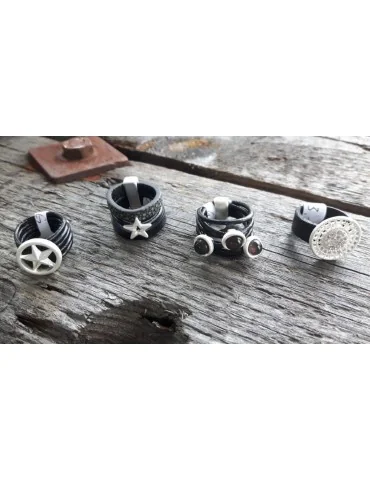 Giuno Ring Damenring Echtes Leder Metall...