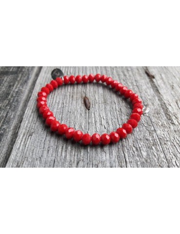 Armband Kristallarmband Perlen rot red groß Glitzer Schimmer elastisch