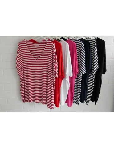 Damen Basic Shirt kurzarm jeansblau blau matt uni  mit Viskose Onesize ca. 38 - 46