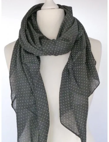 Schal Tuch Loop Made in Italy Seide Baumwolle anthrazit weiß Mini Punkte S 24