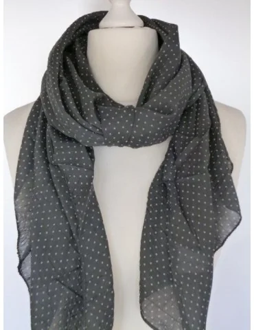 Schal Tuch Loop Made in Italy Seide Baumwolle anthrazit weiß Mini Punkte