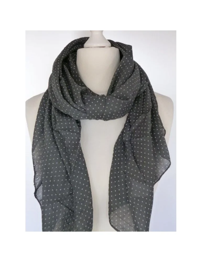Schal Tuch Loop Made in Italy Seide Baumwolle anthrazit weiß Mini Punkte