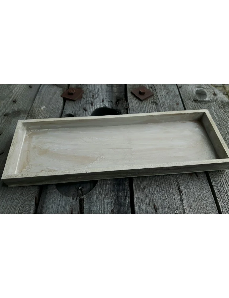 Dekobrett Holzbrett Brett für Teelichter weiß Holz rechteckig 14 x 41 cm
