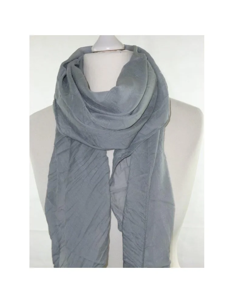 Schal Tuch Loop Made in Italy Seide Baumwolle grau uni