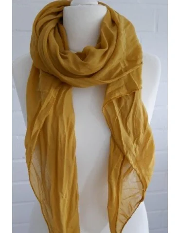 Schal Tuch Loop Made in Italy Seide Baumwolle senf gelb kurkuma uni