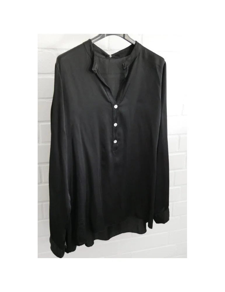 Damen Bluse Shirt Satin schwarz black Viskose Onesize ca. 36 - 40