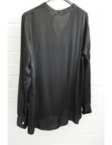 Damen Bluse Shirt Satin schwarz black Viskose Onesize ca. 36 - 40