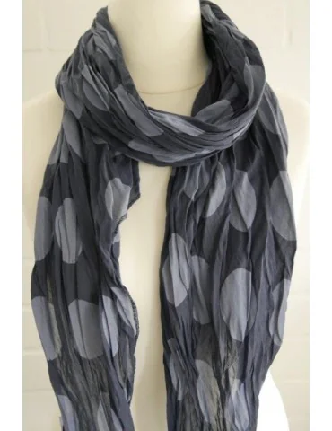 Schal Tuch Loop Made in Italy Seide Baumwolle dunkelblau bleu Riesen Punkte