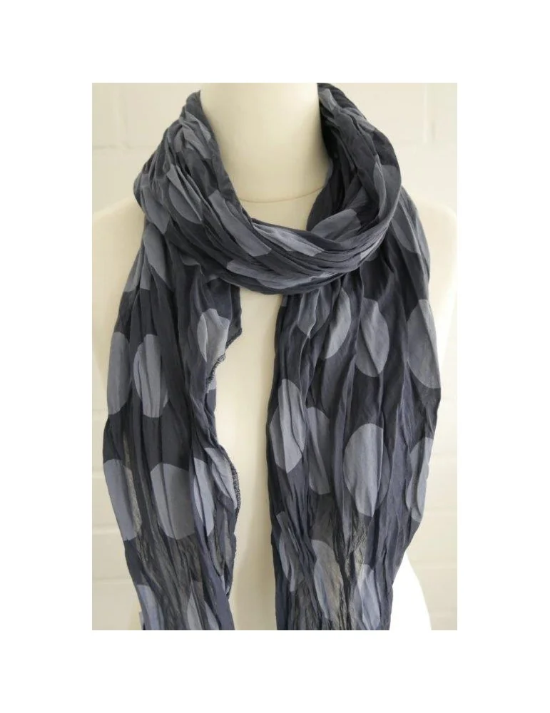 Schal Tuch Loop Made in Italy Seide Baumwolle dunkelblau bleu Riesen Punkte