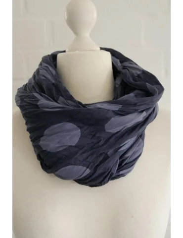Schal Tuch Loop Made in Italy Seide Baumwolle dunkelblau bleu Riesen Punkte S 112