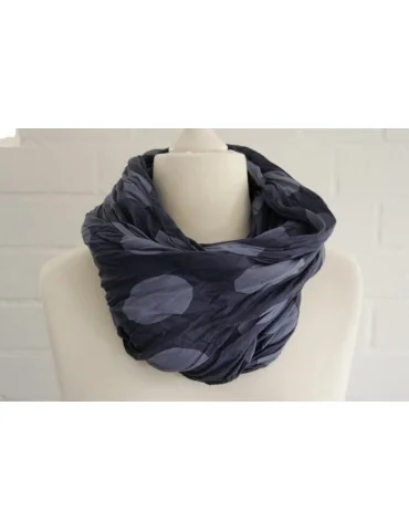 Schal Tuch Loop Made in Italy Seide Baumwolle dunkelblau bleu Riesen Punkte S 112