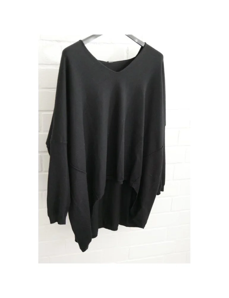 ESViViD Damen Pullover V-Ausschnitt schwarz black Onesize ca. 38 - 46 mit Viskose 7050