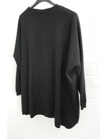 ESViViD Damen Pullover V-Ausschnitt schwarz black Onesize ca. 38 - 46 mit Viskose 7050