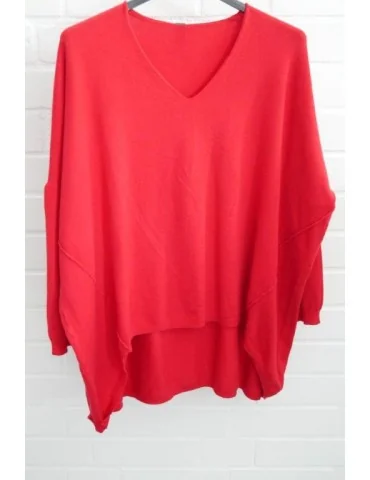 ESViViD Damen Pullover V-Ausschnitt rot red Onesize ca. 38 - 46 mit Viskose 7050