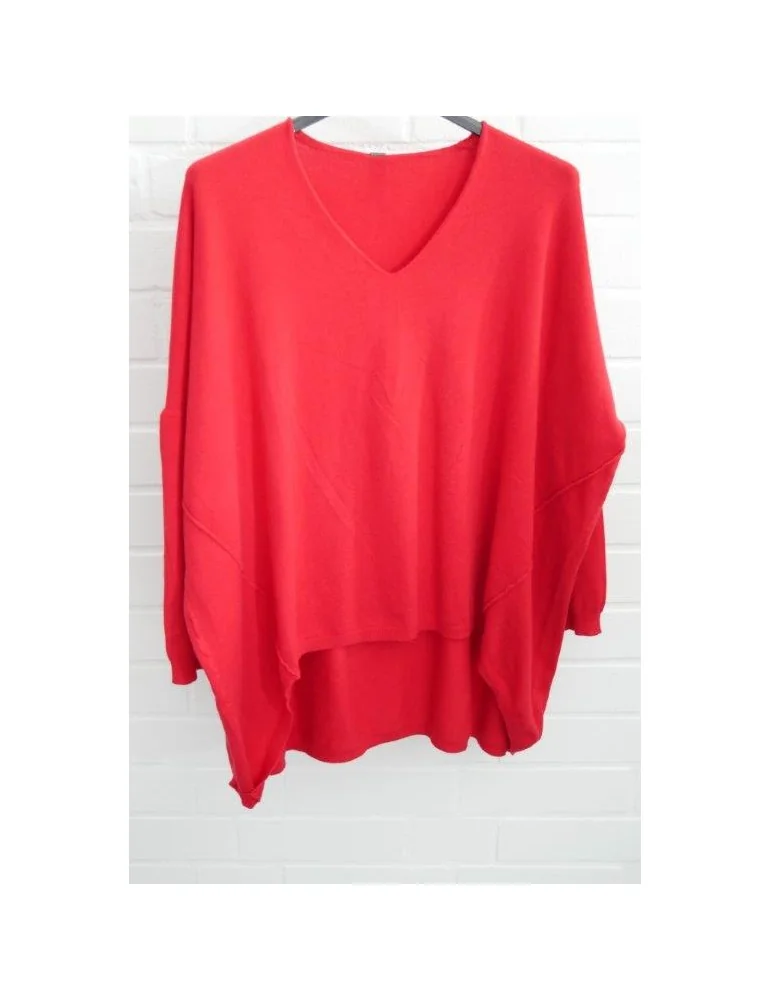 ESViViD Damen Pullover V-Ausschnitt rot red Onesize ca. 38 - 46 mit Viskose 7050