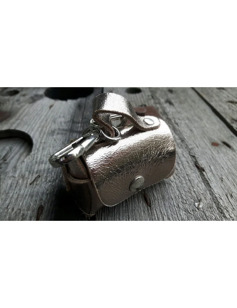 Schlüsselanhänger Anhänger Täschchen bronze metallic Echt Leder