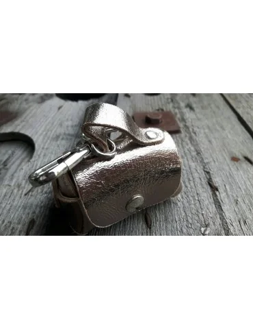 Schlüsselanhänger Anhänger Täschchen bronze metallic Echt Leder