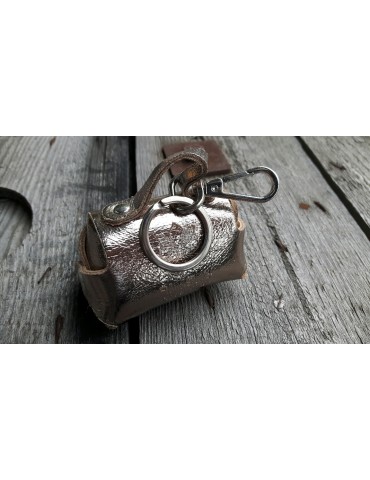 Schlüsselanhänger Anhänger Täschchen bronze metallic Echt Leder