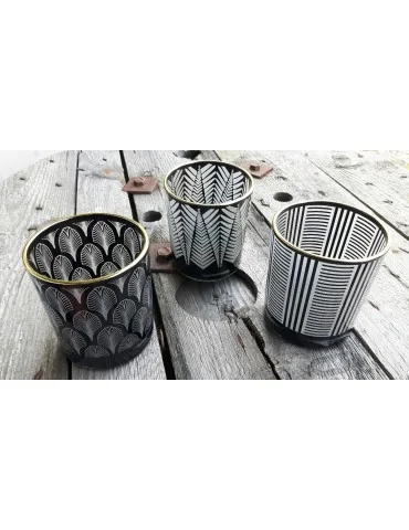 Teelicht Teelichtglas Kerze Glas schwarz klar...