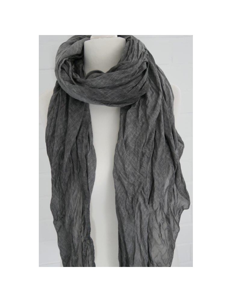 XXL Damen Schal Tuch anthrazit grau verwaschen 100% Baumwolle Asymmetrisch
