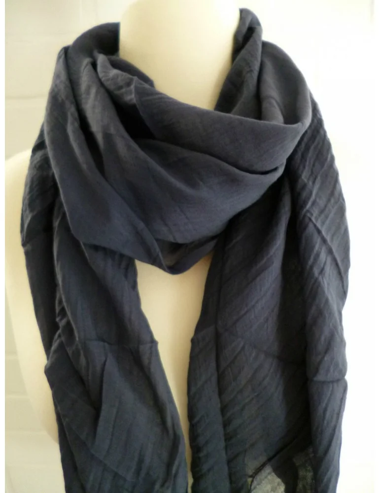 Schal Tuch Loop Made in Italy Seide Baumwolle dunkelblau marine uni