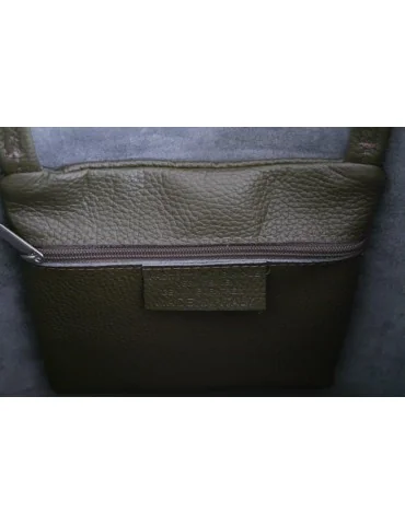 Damen Tasche Schultertasche Echtes Leder oliv khaki grün Made in Italy