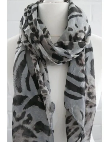 Schal Tuch Loop Made in Italy Seide Baumwolle grau schwarz beige Leo S 172