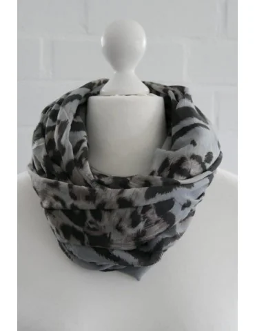 Schal Tuch Loop Made in Italy Seide Baumwolle grau schwarz beige Leo S 172