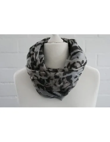 Schal Tuch Loop Made in Italy Seide Baumwolle grau schwarz beige Leo S 172