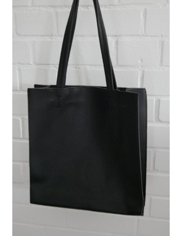 Damen Tasche Schultertasche Shopper schwarz black Made in Italy