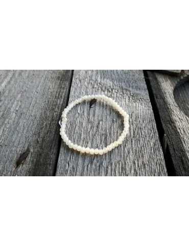 Armband Kristallarmband Perlen weiß hellbeige klein Glitzer Schimmer elastisch