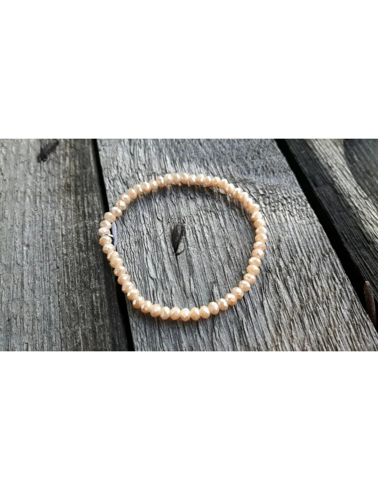 Armband Kristallarmband Perlen hellbeige klein Glitzer Schimmer elastisch