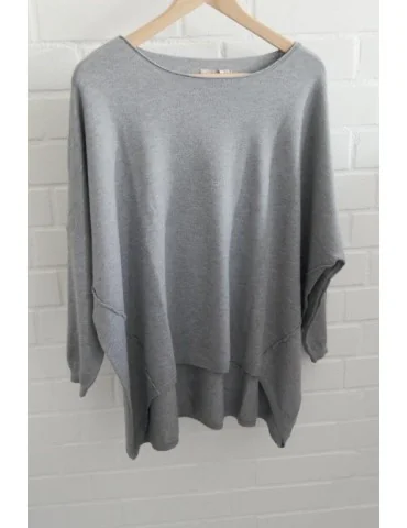 ESViViD Damen Pullover grau Rundhals Onesize ca. 38 - 46 mit Viskose 2232