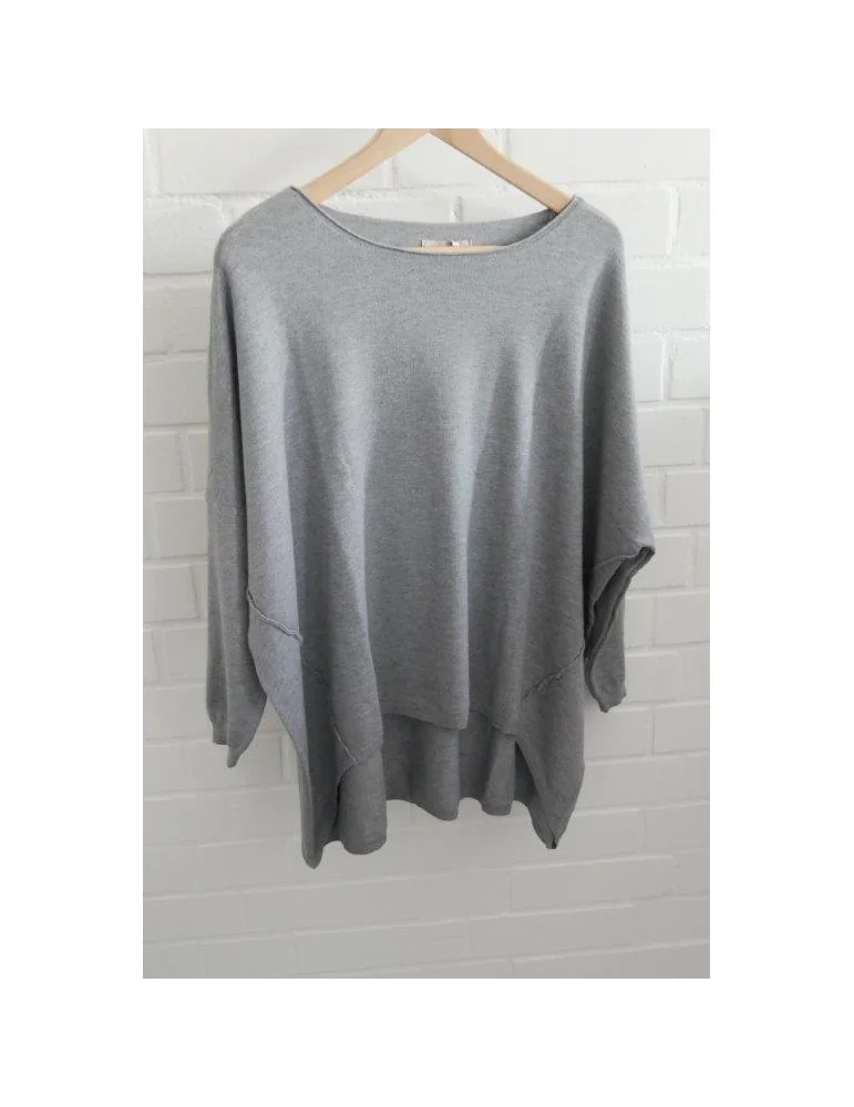 ESViViD Damen Pullover grau Rundhals Onesize ca. 38 - 46 mit Viskose 2232