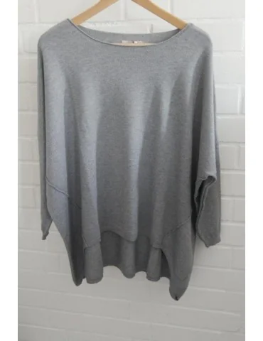 ESViViD Damen Pullover mittelgrau Rundhals Onesize ca. 38 - 46 mit Viskose 2232