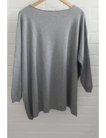 ESViViD Damen Pullover mittelgrau Rundhals Onesize ca. 38 - 46 mit Viskose 2232