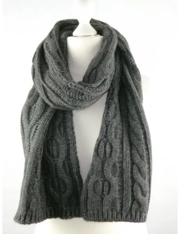 Zwillinsgherz Schal anthrazit grau mit Schurwolle und Alpaka Zopfmuster