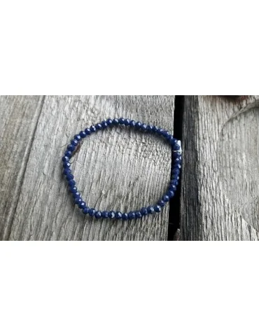 Armband Kristallarmband Perlen klein dunkelblau Glitzer Schimmer elastisch