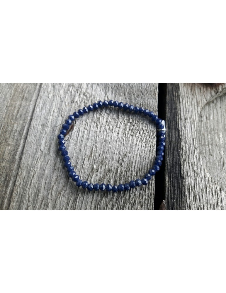 Armband Kristallarmband Perlen klein dunkelblau Glitzer Schimmer elastisch